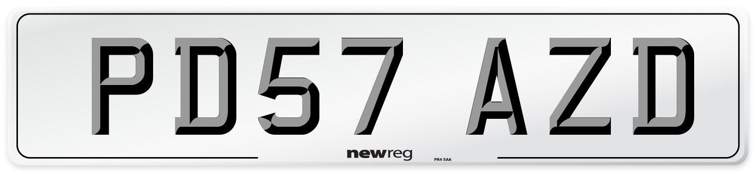 PD57 AZD Number Plate from New Reg